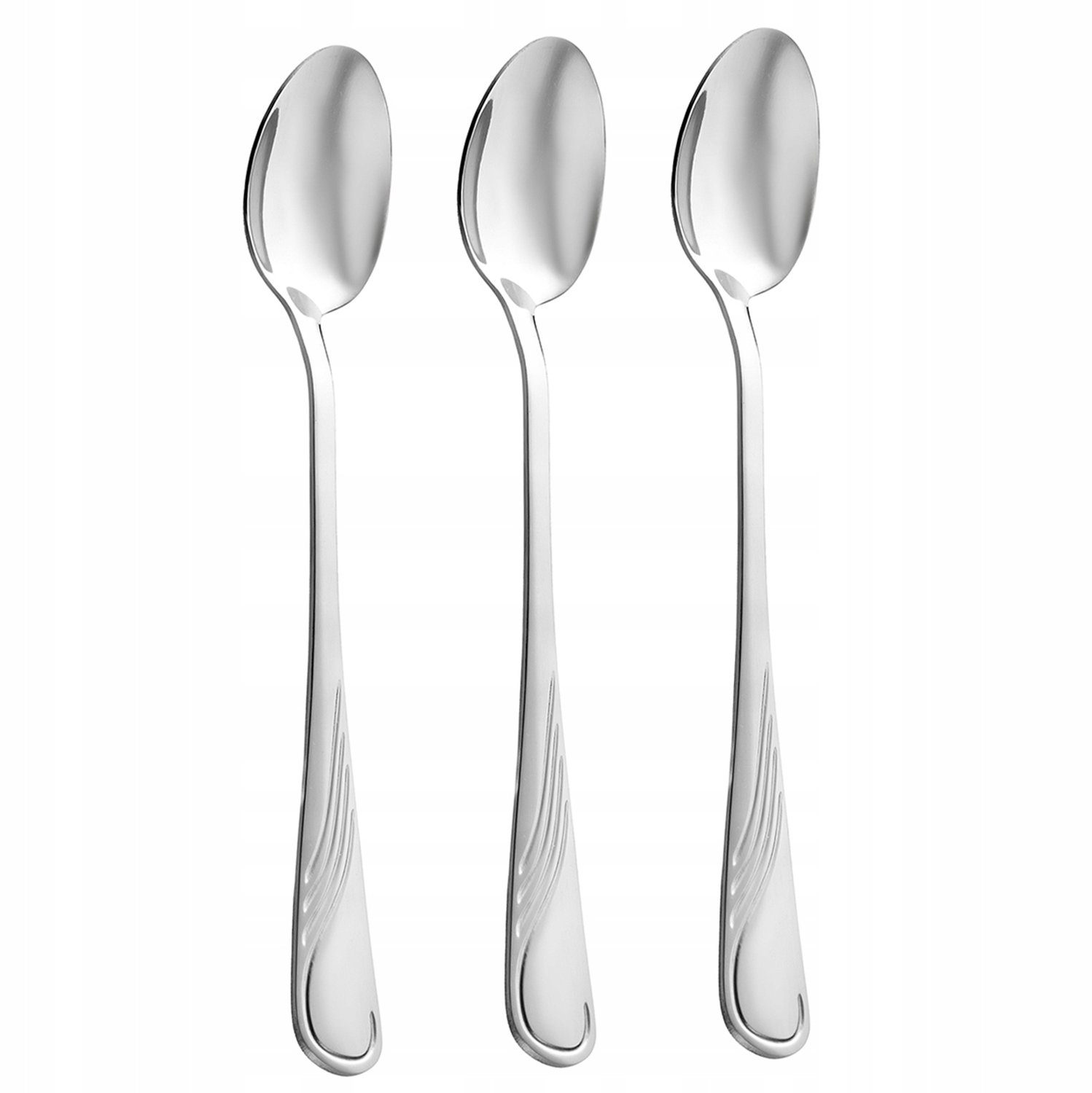 Kamille Lange Lepels Set (3 stuks) - Roestvrij Staal voor Latte & Desserts