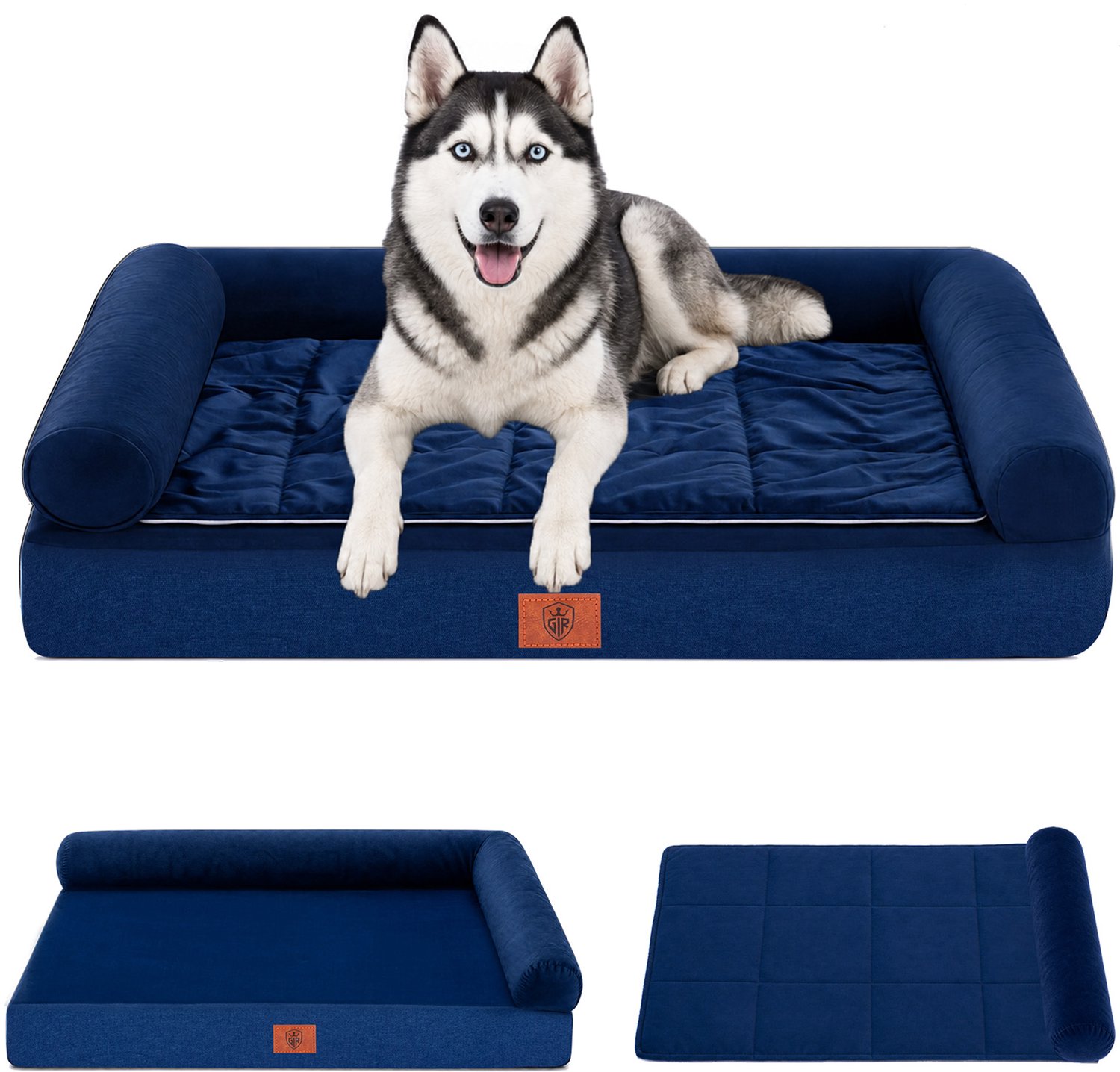 GTPLAYER - Hondenbed 104x64x15 cm - Eierschaal Schuim Waterdicht Wasbaar - Blauw