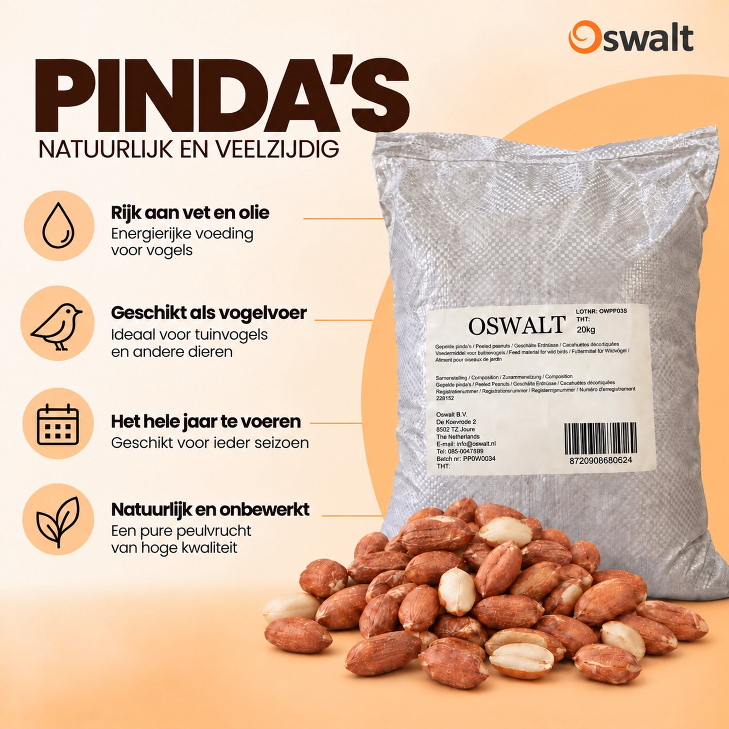 Oswalt Pinda's - Gepeld - 20kg (2x10kg)