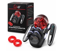 LoveVlijt - Automatische Masturbator voor Mannen - Knijpende en Vibrerende Balzakstimulator - Intense Orgasmes - 9 Stootstanden - 9 Vibratiestanden - 9 Knijpstanden - Bediening via Handgrepen - Draadloos en Oplaadbaar - Inclusief 2 Cockringen - Zwart
