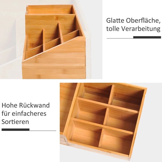 Bureau-organizer - Bamboe opbergdoos met lade - Pennenhouder - Naturel - 33 x 20,5 x 15,5 cm — cadeau in Wonen & Interieur - foto 7