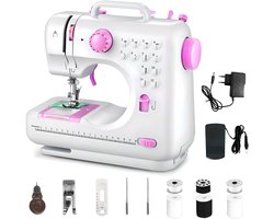 Delgeo Mini Naaimachine - Handnaaimachine met Accessoires - - 12 steektypen - Draagbaar & Elektrisch - Ideaal voor Beginners en Reparaties - 2 Snelheden