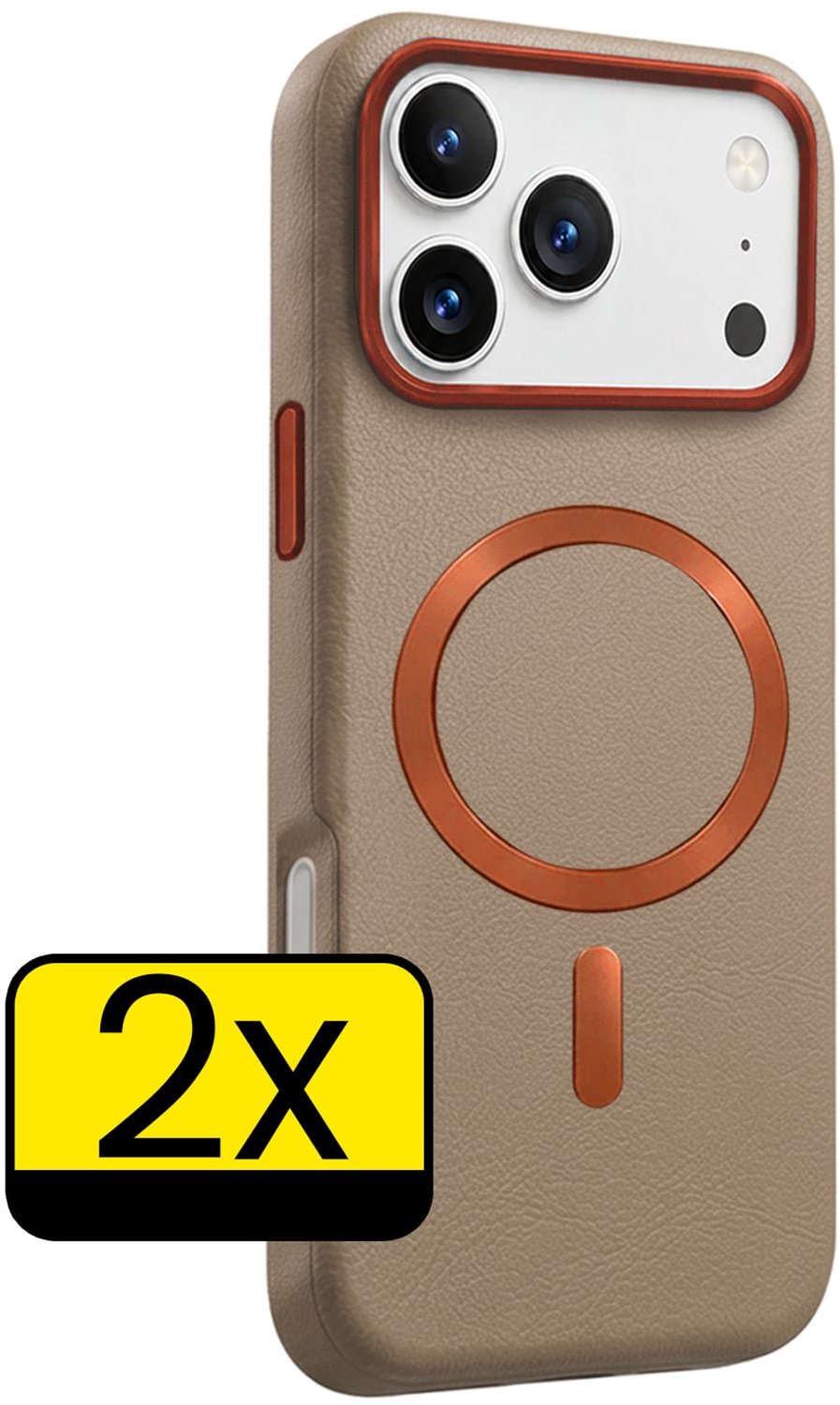 Hoesje - 2 Stuks - Geschikt voor Apple iPhone 18 Pro - Magsafe Compatible - Leer Look - Sterk & Shockproof - Back Cover - Shock Proof Case - Telefoon Hoes - Telefoonhoesjes - Crème