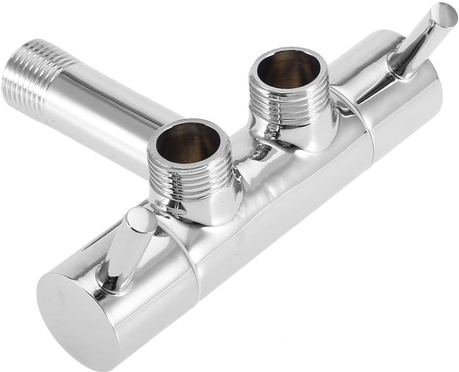 Chrome Plated Wall Mounted Corner Valve Double Outlet Valve Adapter Adjustable Flow Brass Shower Head Faucet Replacement Parts for Bathroom Toilet Sink Sink Taps