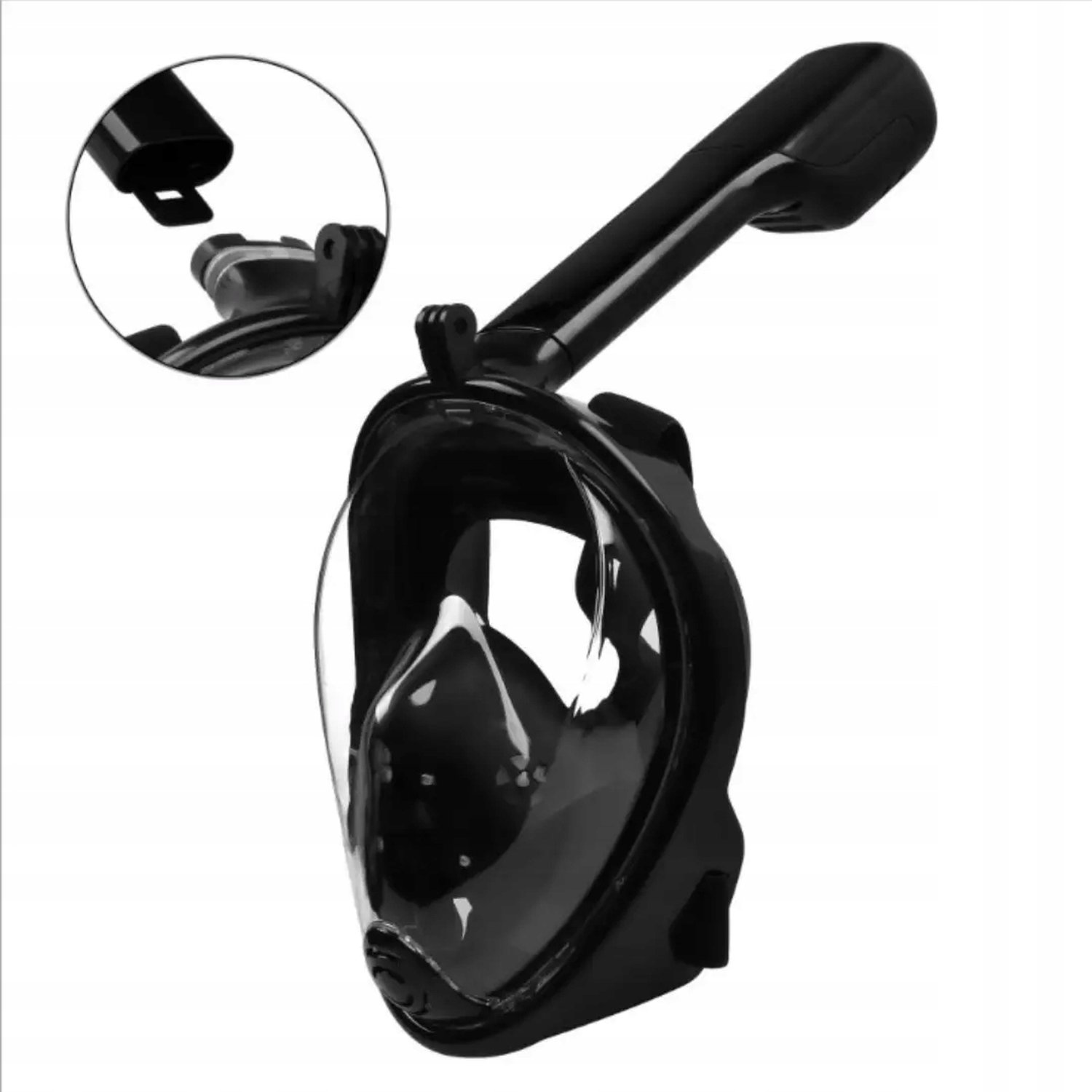 Volledig gezichts snorkelmasker L/XL Zwart met opbergzak
