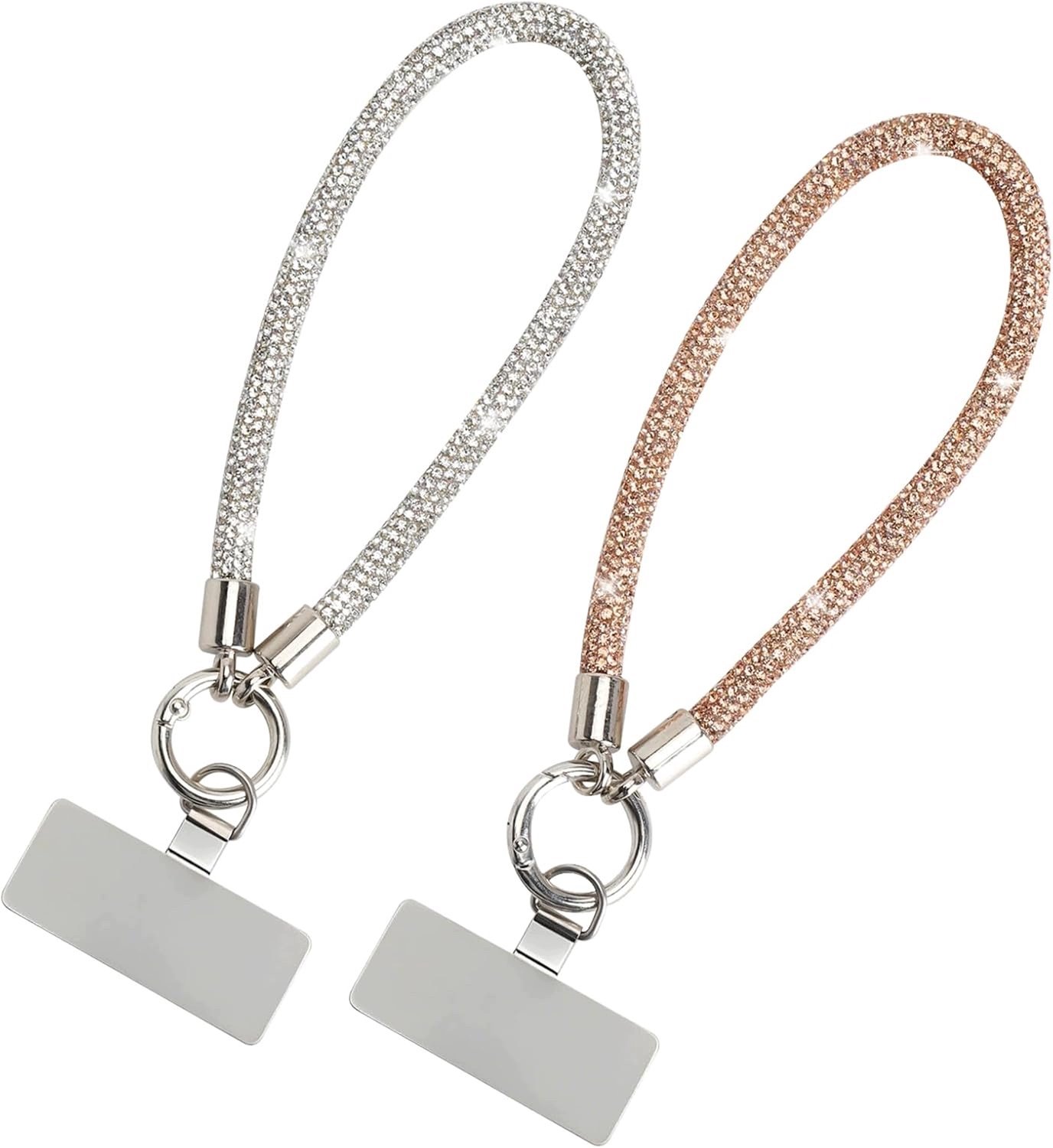 2x Glanzende Telefoonketting met Glitter & Strass - Polsband