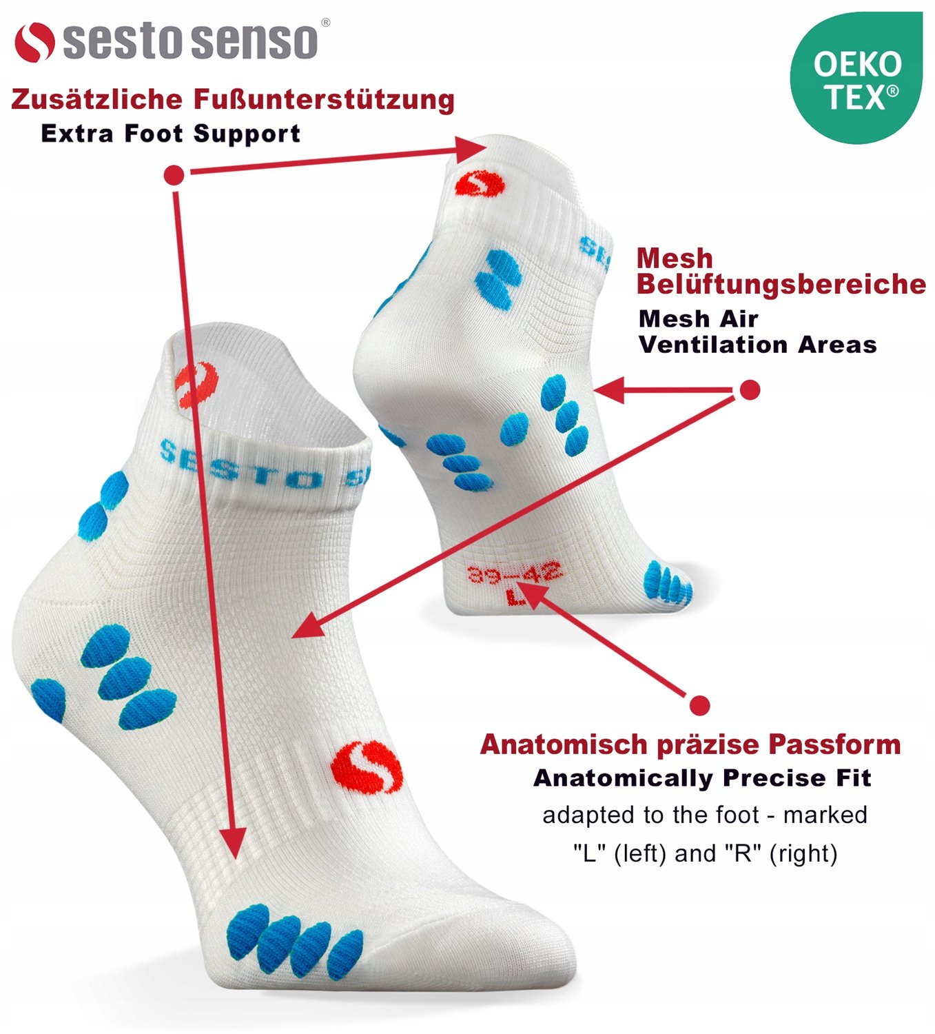 Sesto Senso 3 Paar Sport Sokken Dames Heren Wit