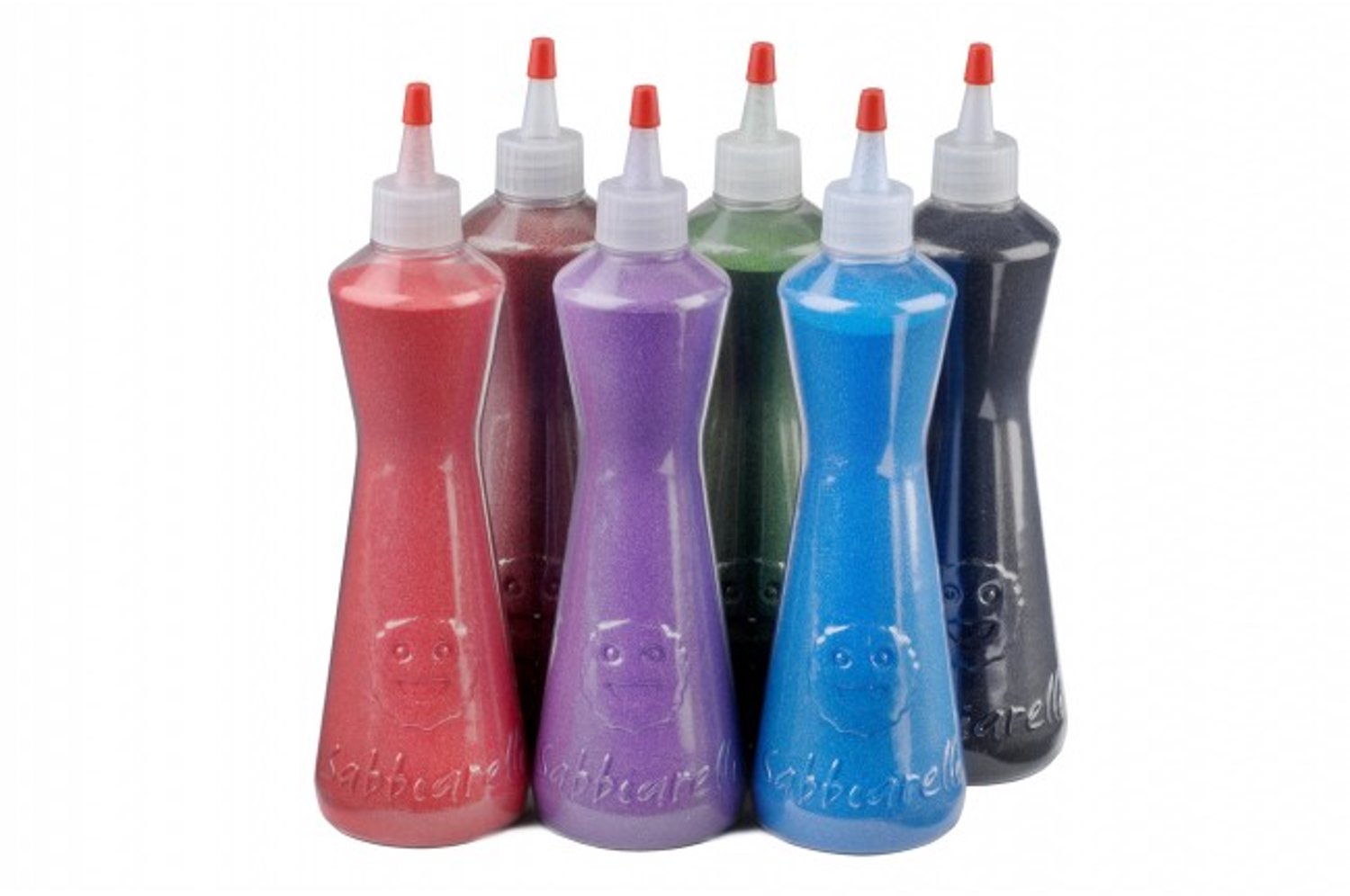 Sabbiarelli zand creatieve set donkere kleuren 6x350 gr voor kinderen.