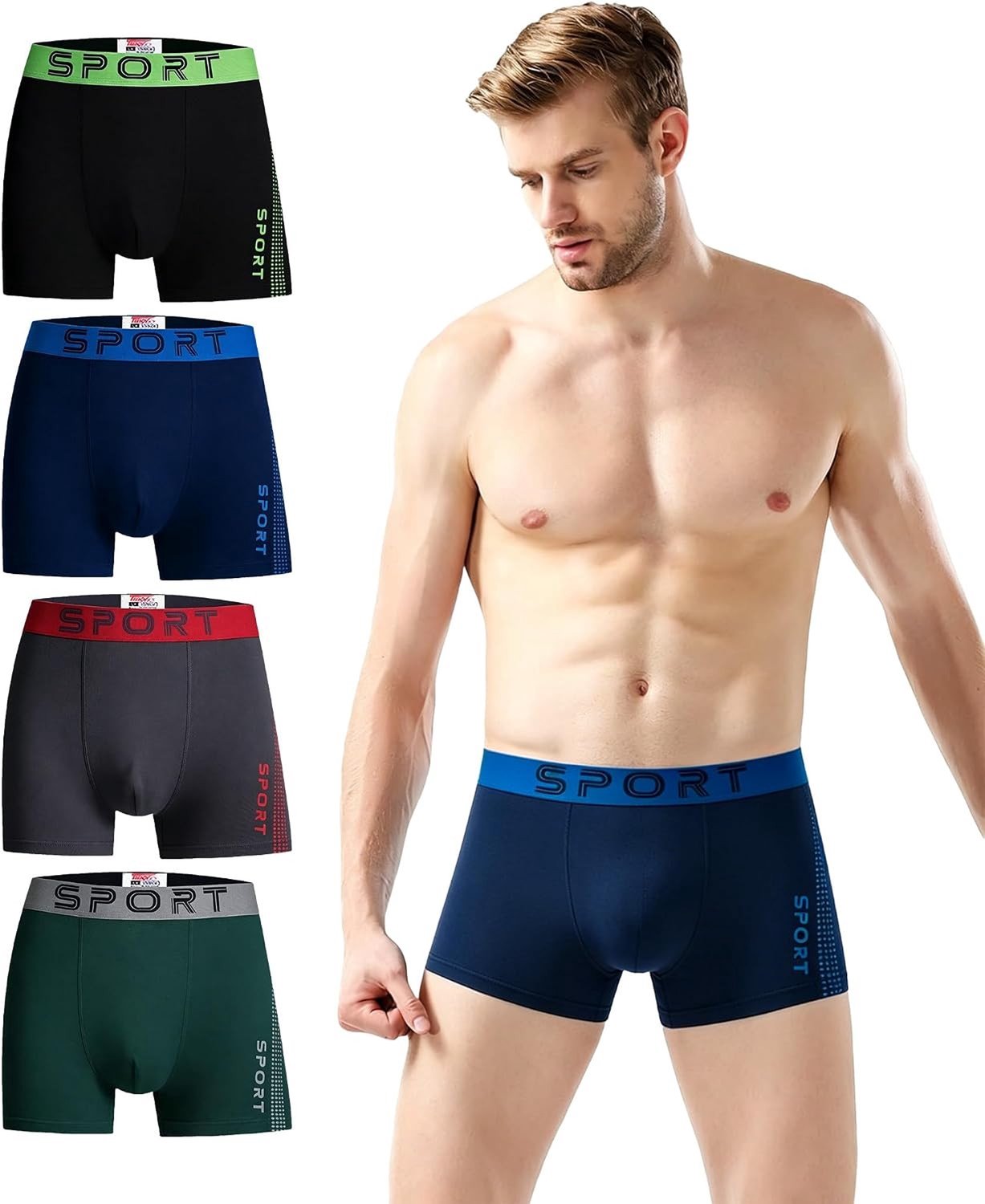 Set van 4 herenslipboxers van katoen - comfortabele, ademende en zachte boxershorts met Y-front ontwerp voor dagelijks gebruik