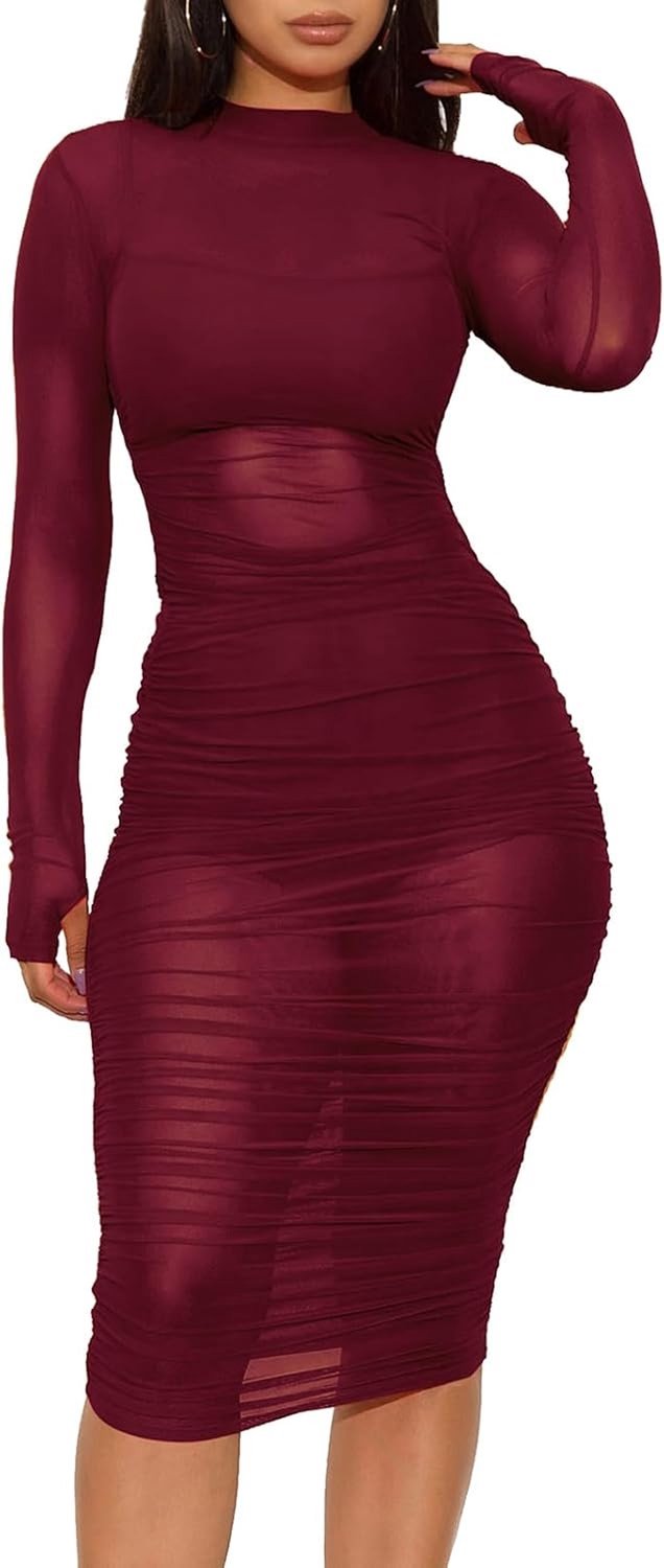 3-Pack Dames Sexy Outfits met Doorzichtig Mesh, Midi Jurken, Crop Tops en Dunne Shorts voor Feestkleding