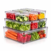 Organivo Koelkast Organizer - Transparant Opbergsysteem - Koelkast Bakjes - Keukenorganizer - Set van 10 stuks