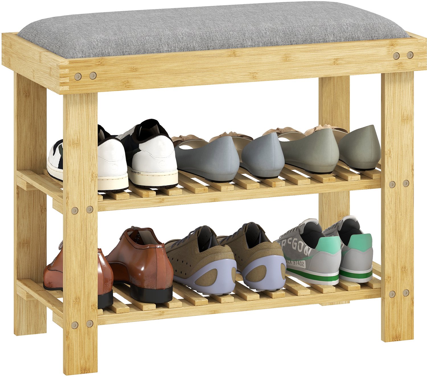 HOMCOM-Schoenbankje-Bamboe-60x29x49cm-Grijs