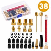 Ventiel Adapter Set Fiets 38-delig - Complete Ventielset met Verloopstukken voor Fietspomp, Fietsbanden en Ballen - Universele Ventiel Adapters voor Verschillende Ventielen