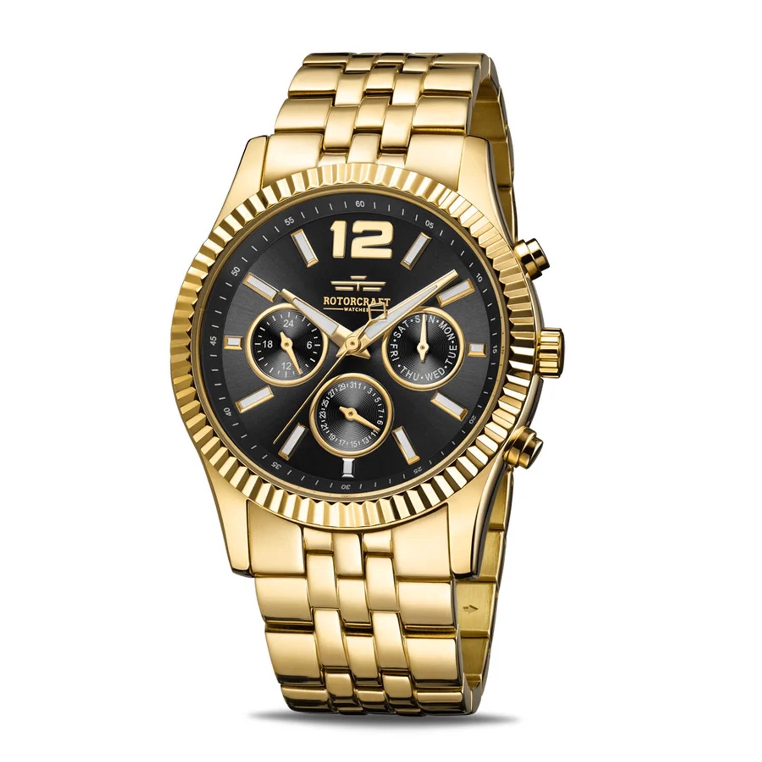 Rotorcraft LXRY RC1702 – Herenhorloge – Goudkleurig – Analoog – Quartz – 45 mm