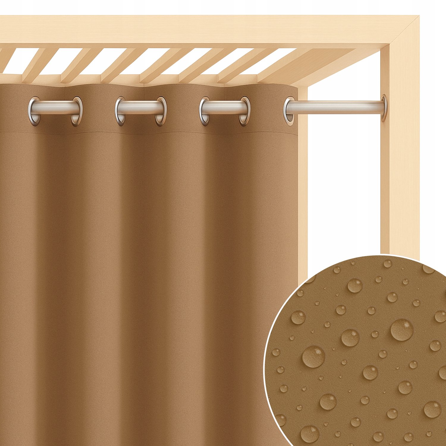 Waterdicht Terrasgordijn 155x220cm Beige voor Buiten, Balkon & Pergola