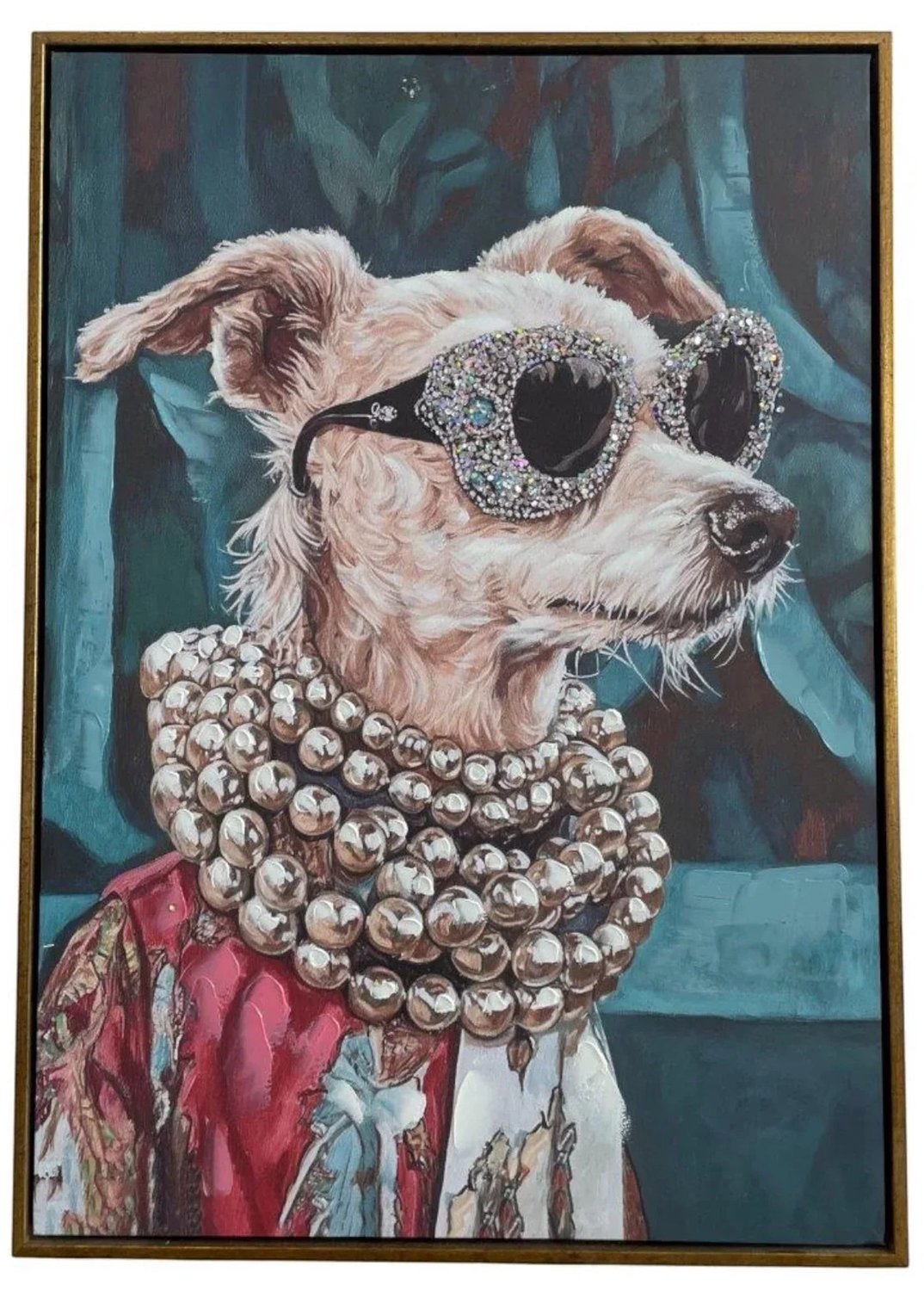 Mansion atmosphere Schilderij Hond met Zonnebril Canvas 50x70 cm