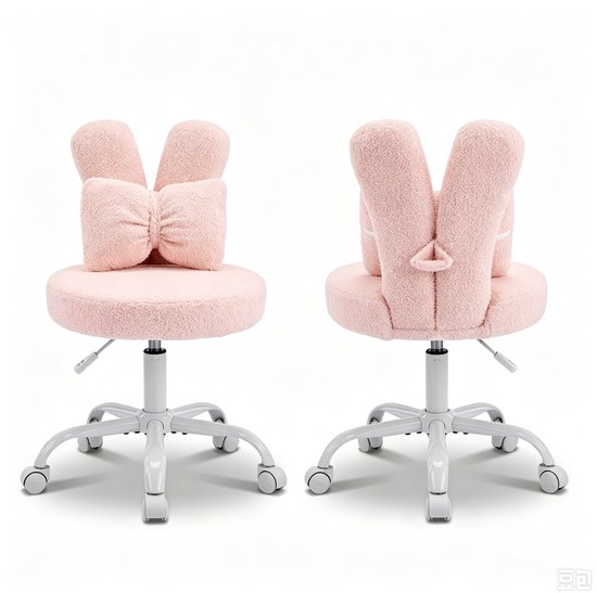LEADZM-Bureaustoel - Teddy fleece - Bureaustoelen-Schuimstofvulling - In Hoogte Verstelbaar - Voor Werk- en Slaapkamer-Roze-2 artikelen