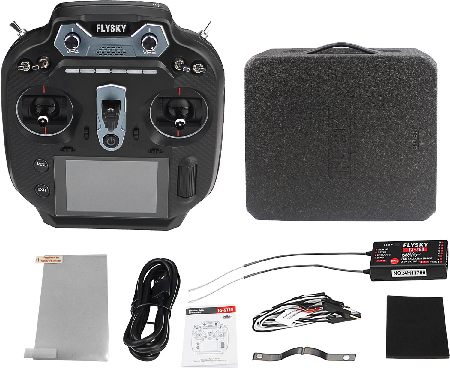 2,4 GHz RC Zender – 16 Kanalen – 3,5 Inch IPS Scherm – Compatibel met FS-SR8 – Voor RC Auto, Boot en Vliegtuig