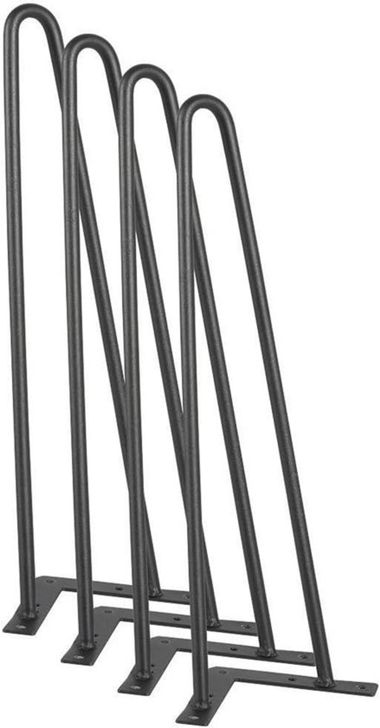 4 stuks haarspeldtafelpoten - Zwart metaal - 40 cm - Inclusief schroeven - Voor salontafel of eettafel