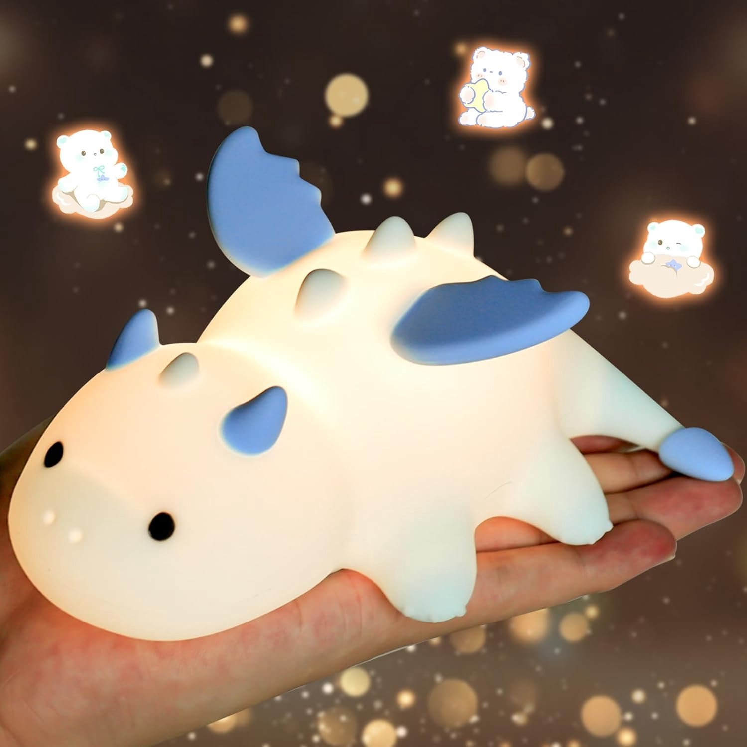 7 Kleuren Siliconen Baby Nachtlampje, Zachte LED lamp met 3 Helderheidsniveaus, USB-oplaadbaar, Sfeerlicht voor Kinderkamer, Woonkamer en Slaapkamer [Energieklasse A+]