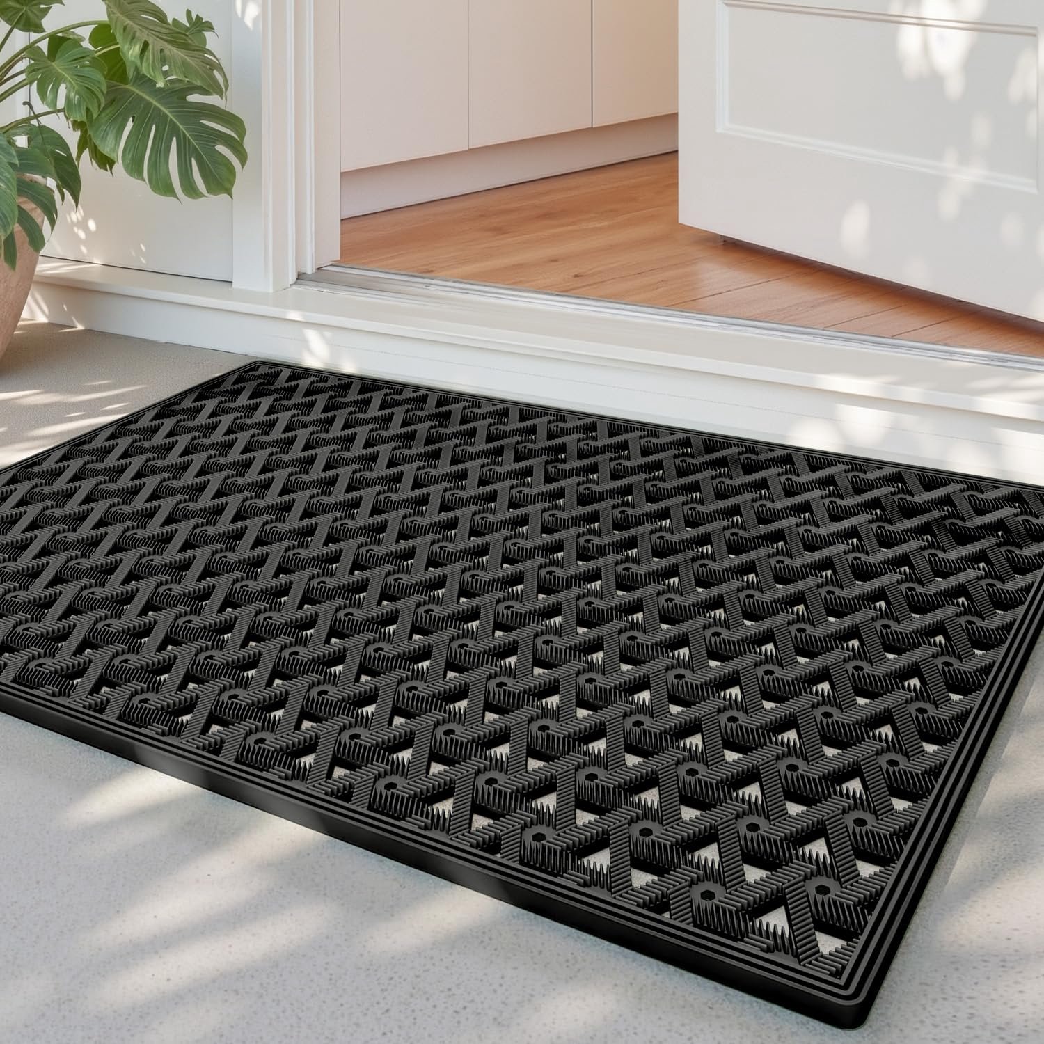 Famanu - Deurmat Buiten - Voorkomt modder en water in huis - Antislip en waterdicht - Zwart 1 stuk
