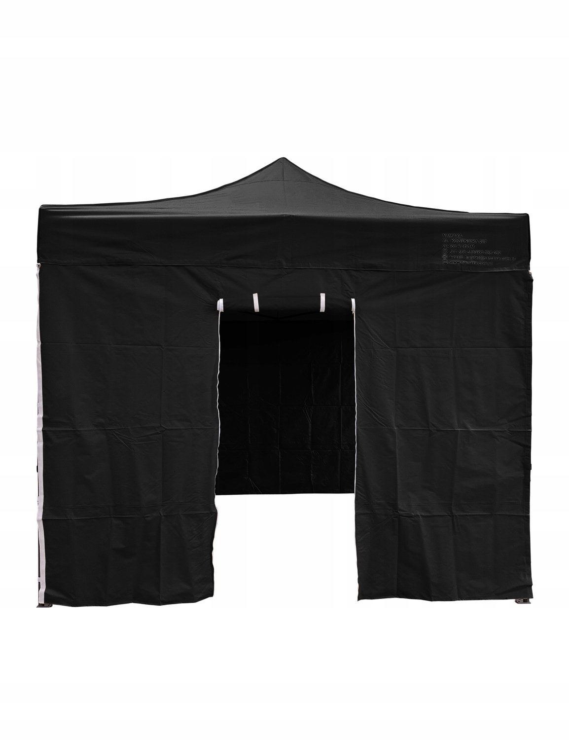 Zwarte zwarte wand met deur voor handelstent 3m zwart