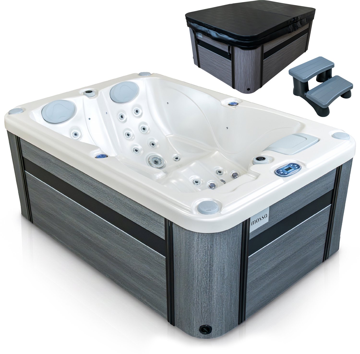 MOSSA VL-2P-PRO-PW-DG-Z Buitenspa 2 Persoons - 50 Jets - 600 L