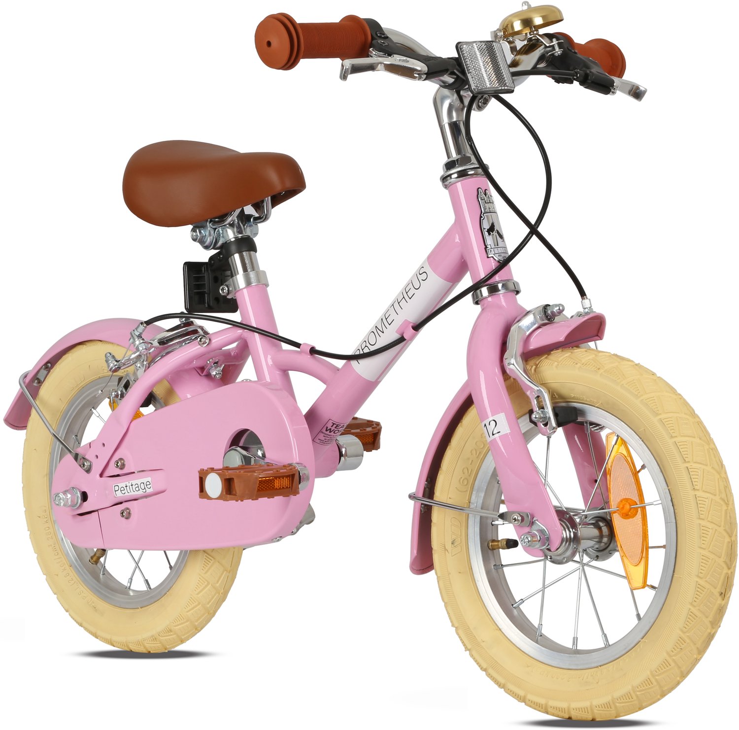 Meisjesfiets 12 inch - Vanaf 3 jaar - Retro - Lage instap - PETITAGE