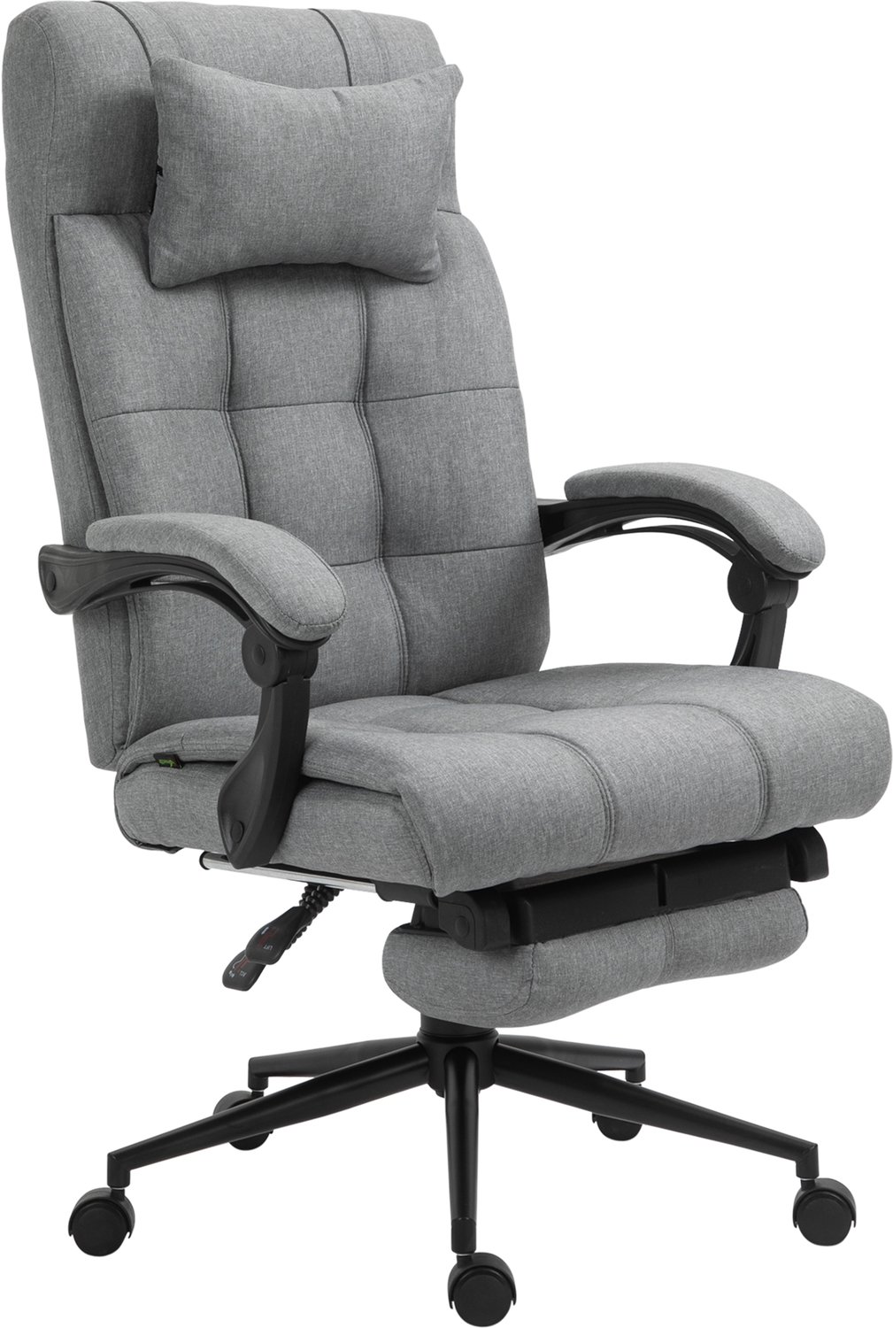 Vinona Ergonomische bureaustoel - Met voetensteun en hoofdsteun en verstelbare rugleuning - In hoogte verstelbaar - 66 x 76 x 112-120 cm - Lichtgrijs