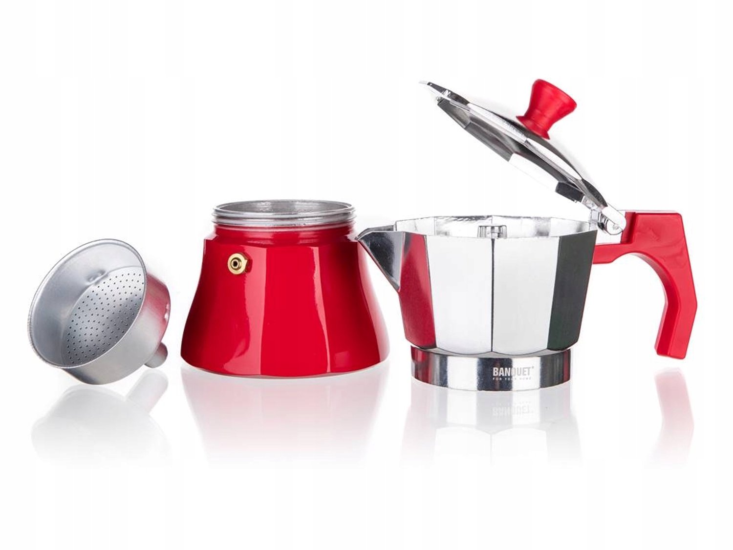 Mooie Rode Koffiezetter voor 3 Kopjes - Perfect voor Espresso