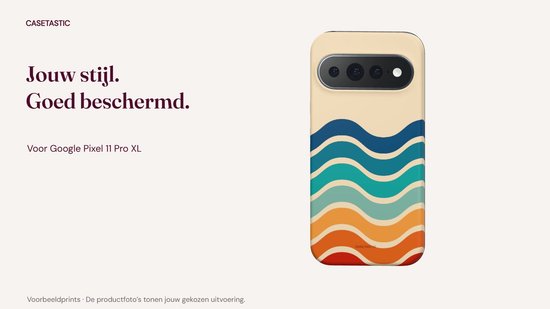 Casetastic hoesje geschikt voor Google Pixel 11 Pro XL - Dubbellaagse bescherming - Zeebries Golven - Fashion Case - Donkerblauw Wit