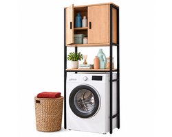Wasmachine rek - 170x64x27 cm - met kast - zwart-natuur