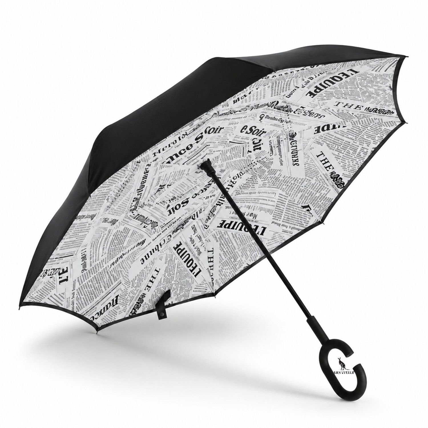 Bol.com San Vitale® - Unieke reversible Windproof Paraplu - Paraplu opvouwbaar - Paraplu's - Krant Wit aanbieding