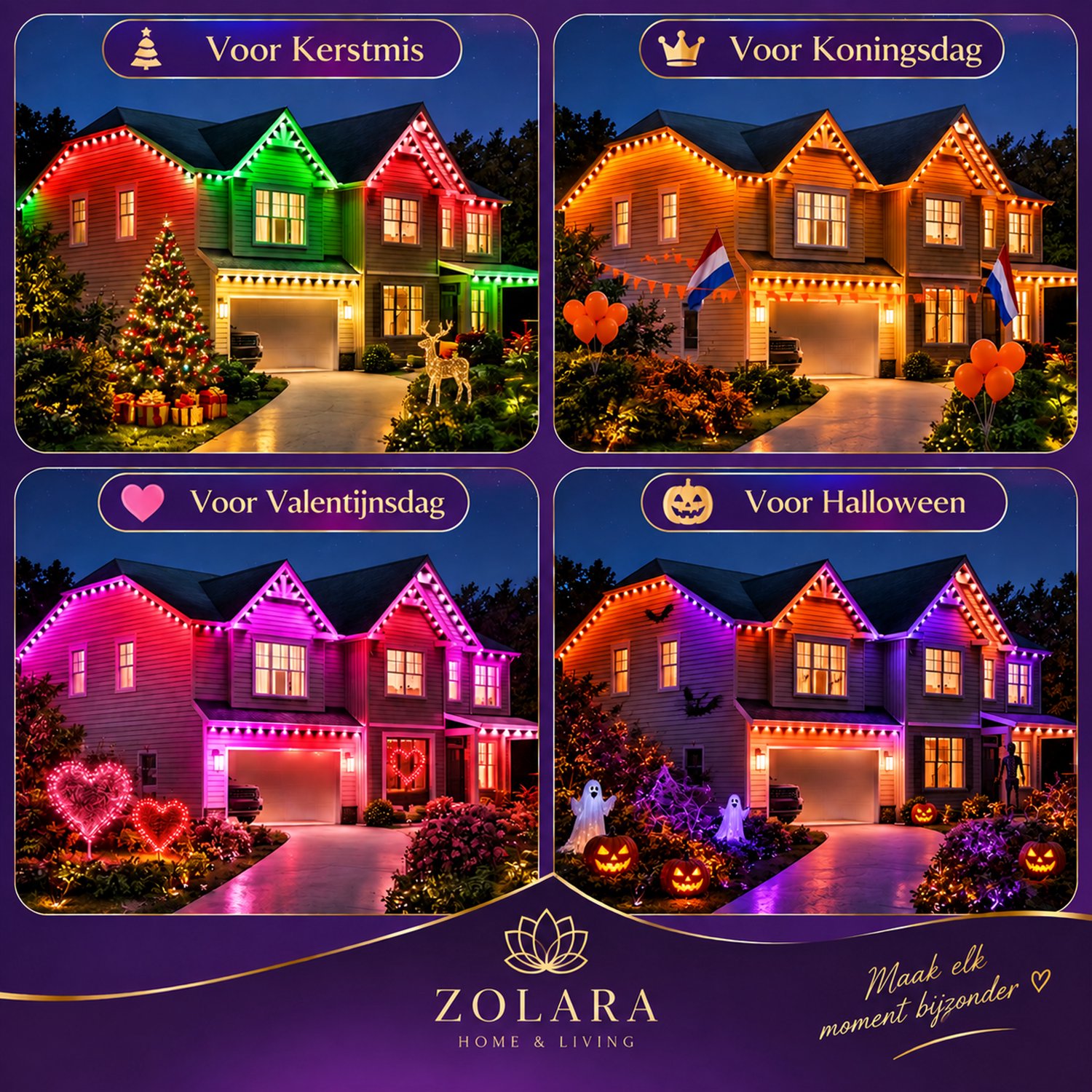 Zolara Kerstverlichting 30 Meter - LED Dakgootverlichting - RGB Buitenverlichting - App & Afstandsbediening - Muzieksynchronisatie - Timer - IP67 - Kerstdecoratie - DIY Buitenverlichting - Customize