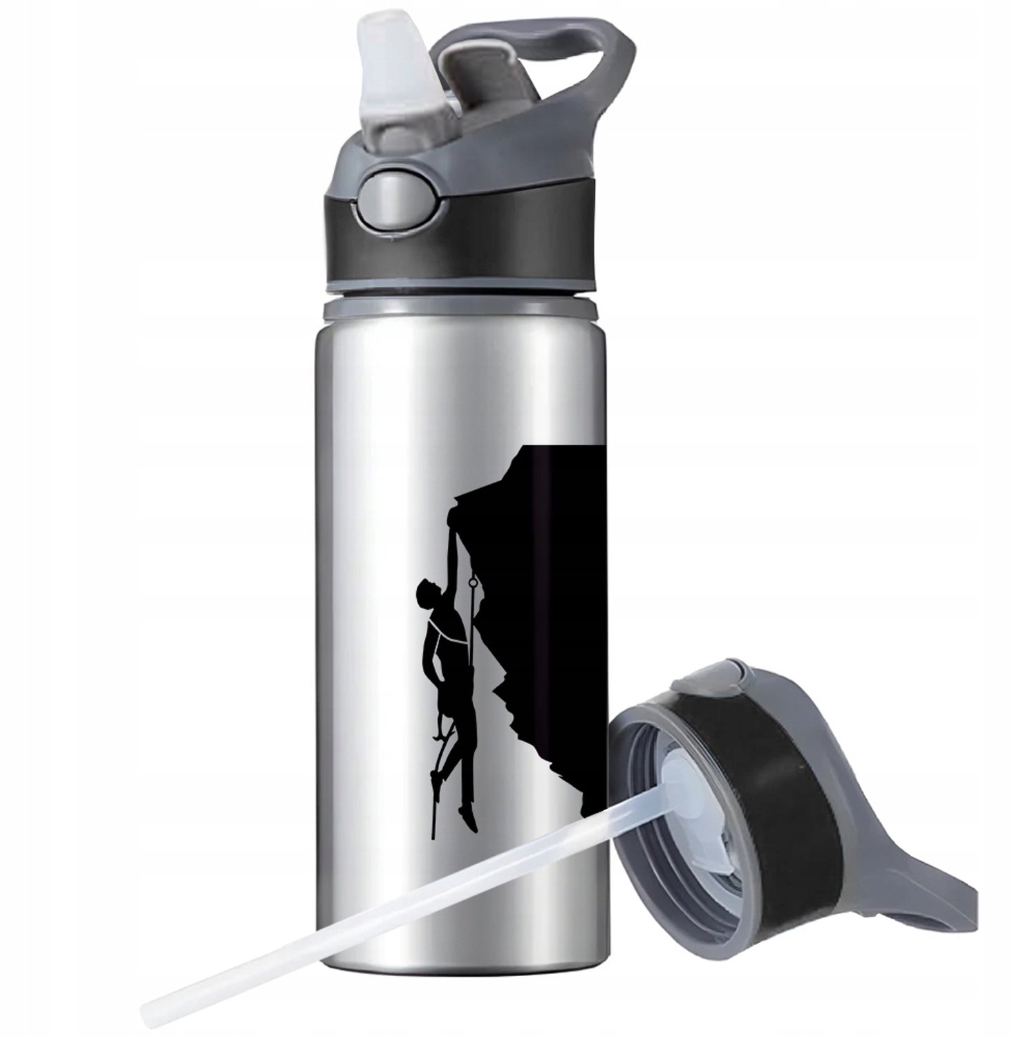 Sport Bidon Aluminium 650ml met Rietje en Handvat