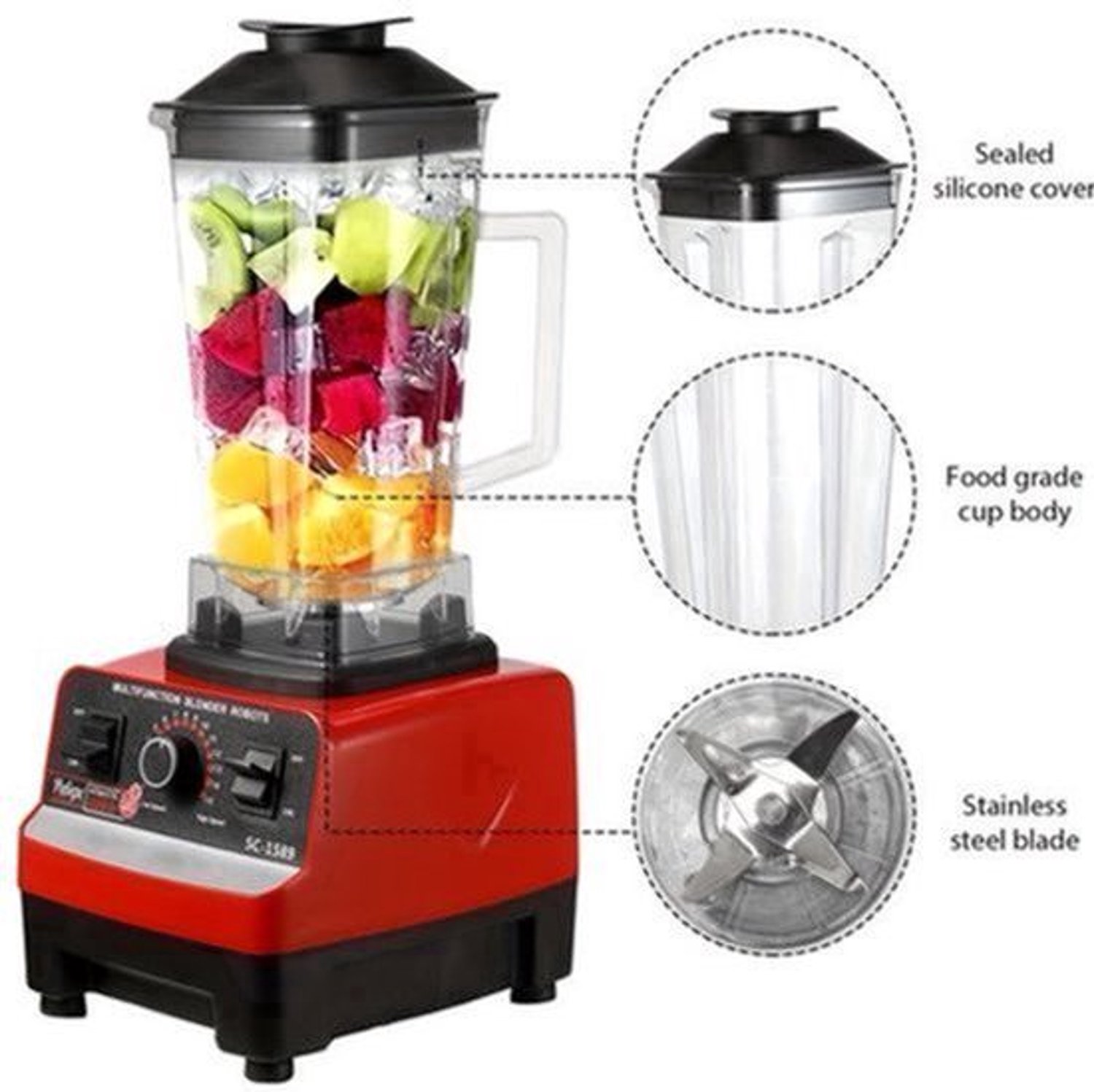 Blender – Smoothie Maker – Powerblender – Professionele Blender – To Go – 2000W Motor – Roestvrijstalen Messen