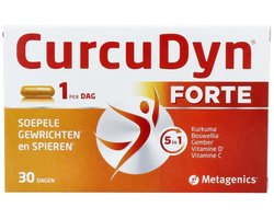 CurcuDyn Forte - 30 Capsules - Ondersteunt spieren & gewrichten + kraakbeen - Met kurkuma, gember & boswellia - Natuurlijk complex voor soepele beweging
