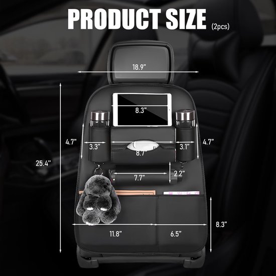 Car Seat Organizer - Luxe Autostoel Organizer - Voor in de Auto - Autostoel - Stoel - Organizer - PU Leer - Hoogwaardige kwaliteit - Handig voor op Reis — afbeelding 4