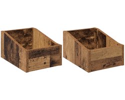 vidaXL - LP - Recorddoos - 2 - st - Oud - hout - 23 - x - 33 - x - 16 - cm - Bewerkt - hout