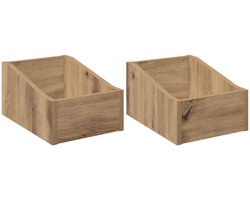 vidaXL - LP - Recorddoos - 2 - st - Artisanaal - eiken - 23 - x - 33 - x - 16 - cm