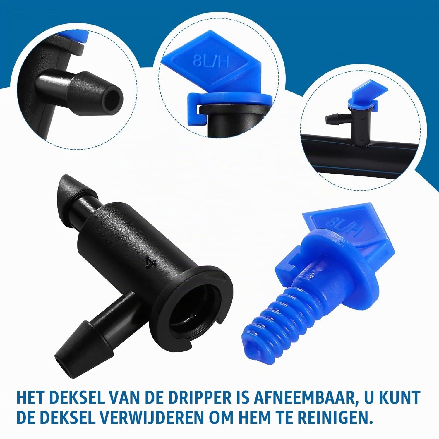 60 Stuks Irrigatie Vlag Drippers 1 GPH 2 GPH 4 GPH voor Tuin, Drip Irrigation Emitter en Sprinklersysteem, Efficiënte Waterbesparing en Precisie Irrigatie