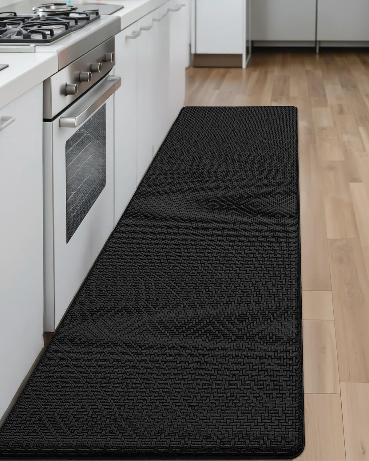 Famanu - Keukenmat Gepolstert - Vermindert vermoeidheid bij langdurig staan - Antislip en wasbaar - Zwart