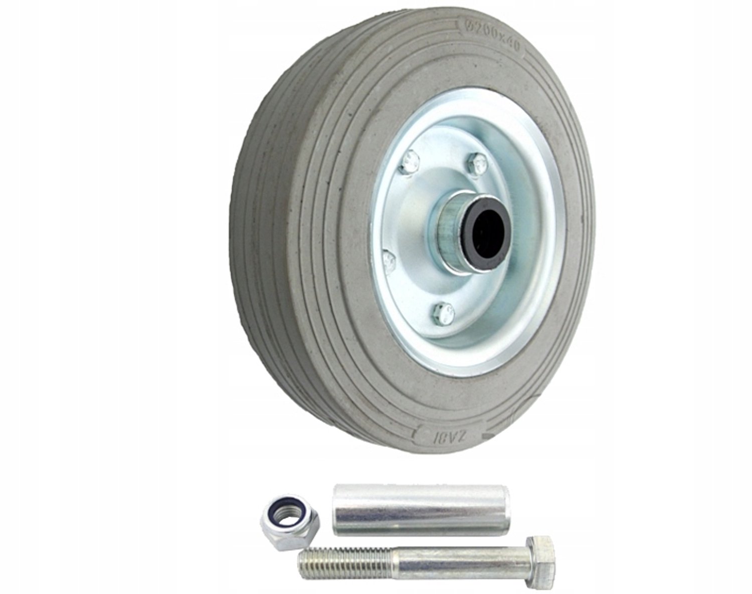 Zwaar metalen rubber wiel 200mm voor transportkarren, 250kg draagvermogen