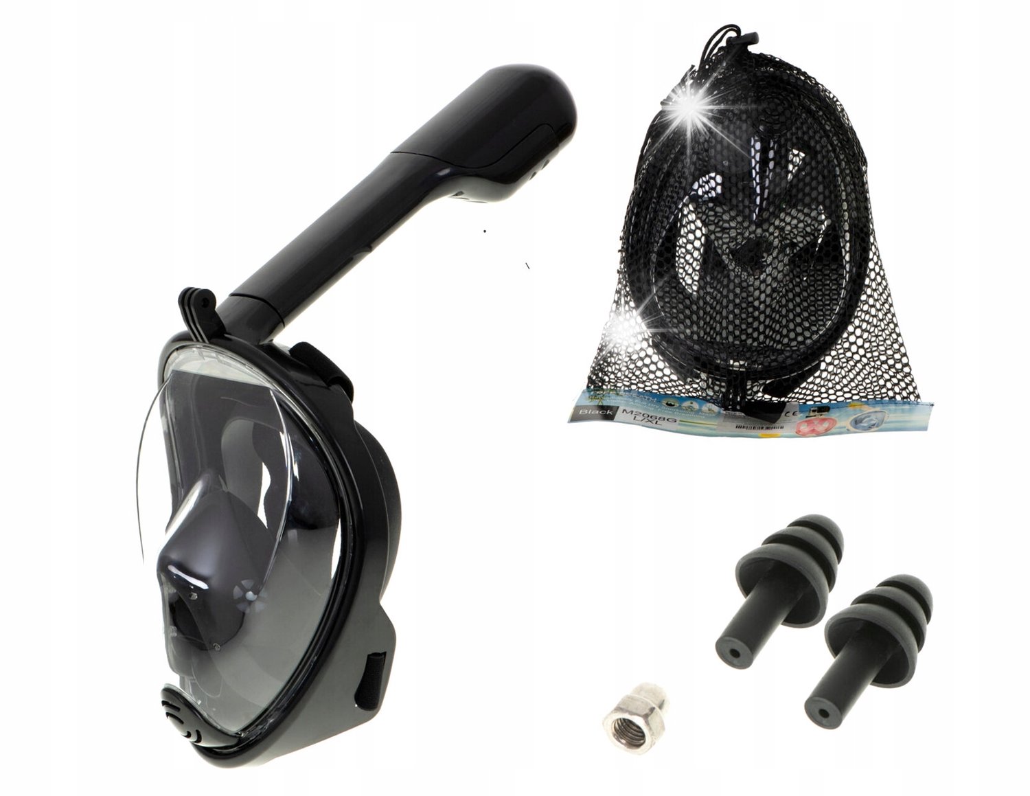 Volledig Opvouwbaar Snorkelmasker L/XL - Zwart