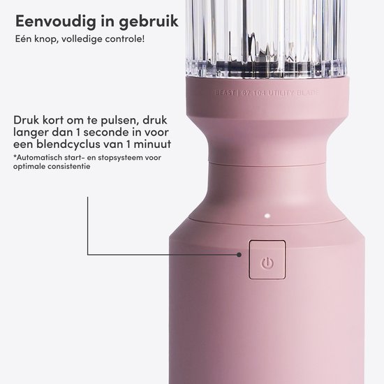BEAST Mighty 850 Plus Krachtige Compacte Blender Smoothie To Go - 850W - 3 XL Tritan Bekers - Mixt Moeiteloos IJs & Bevroren Fruit - Lila van BEAST — afbeelding 5