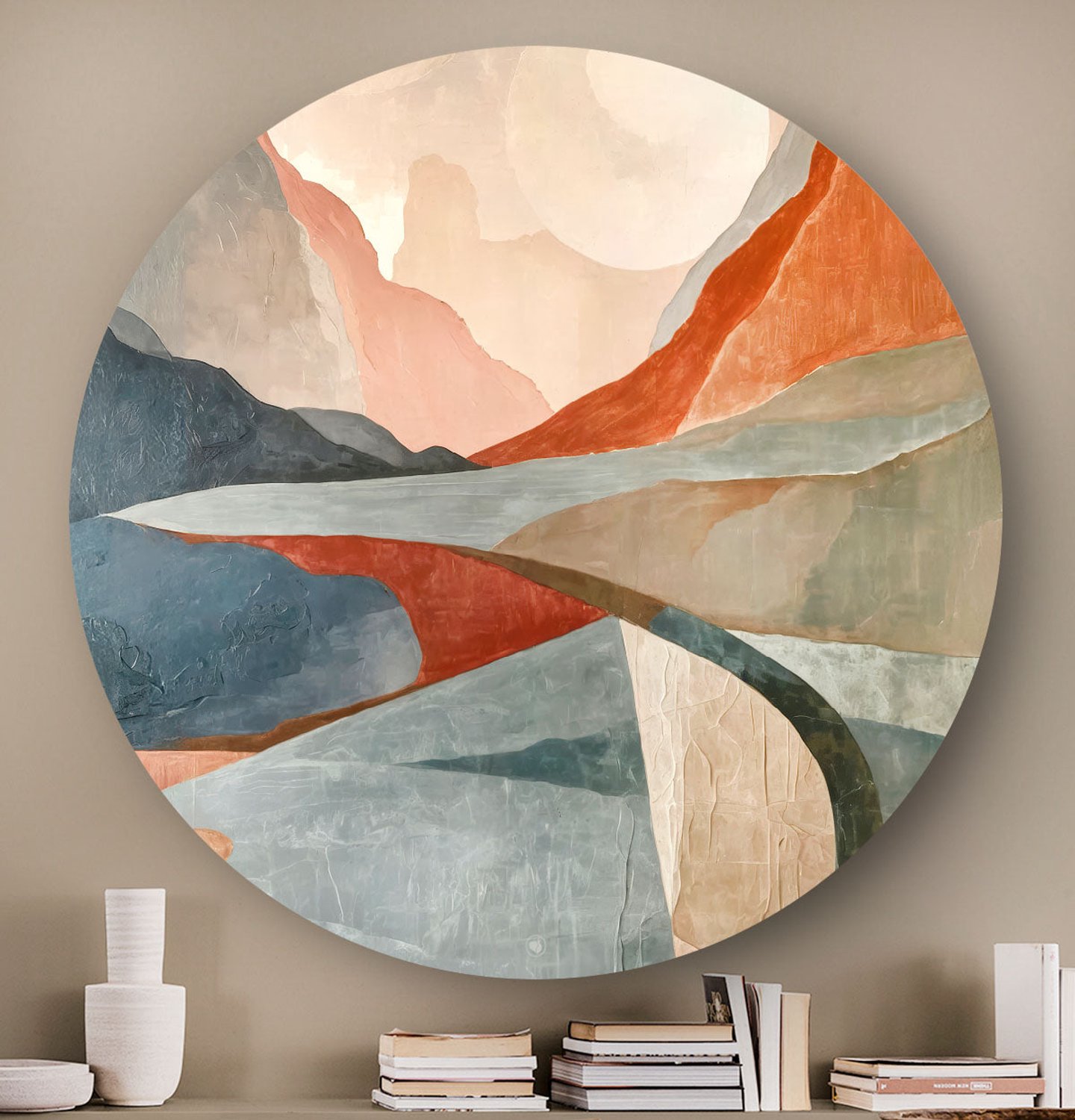 HIP ORGNL Crimson Peaks - Wandcirkel Bergen Abstract - 60 cm