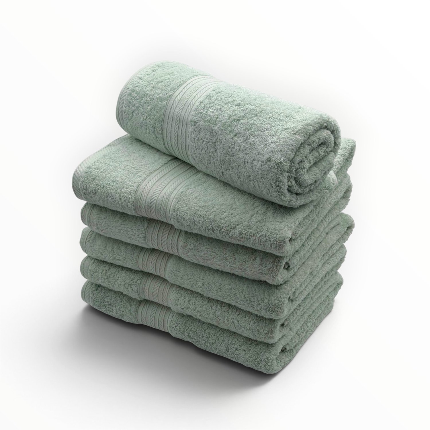 The Linen Room Badhanddoeken – 70 x 140 cm – Set van 6 – 100% Egyptisch Katoen – 600 gram /m2 – Mintgroen