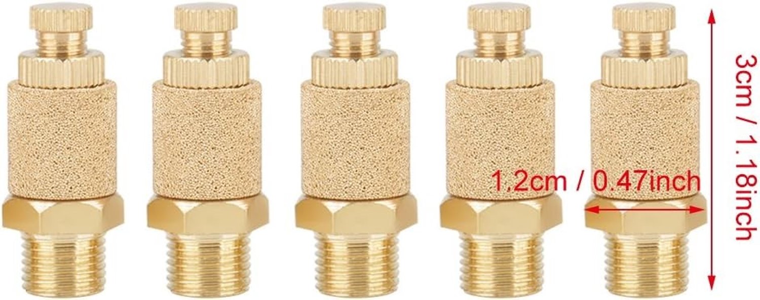 Pneumatische Uitlaatdemper van Messing, 5 Stuks, Geluidsreductie, Luchtstroomregeling en 1/8 BSP Ventiel voor Cilinders en Solenoïde Ventielen