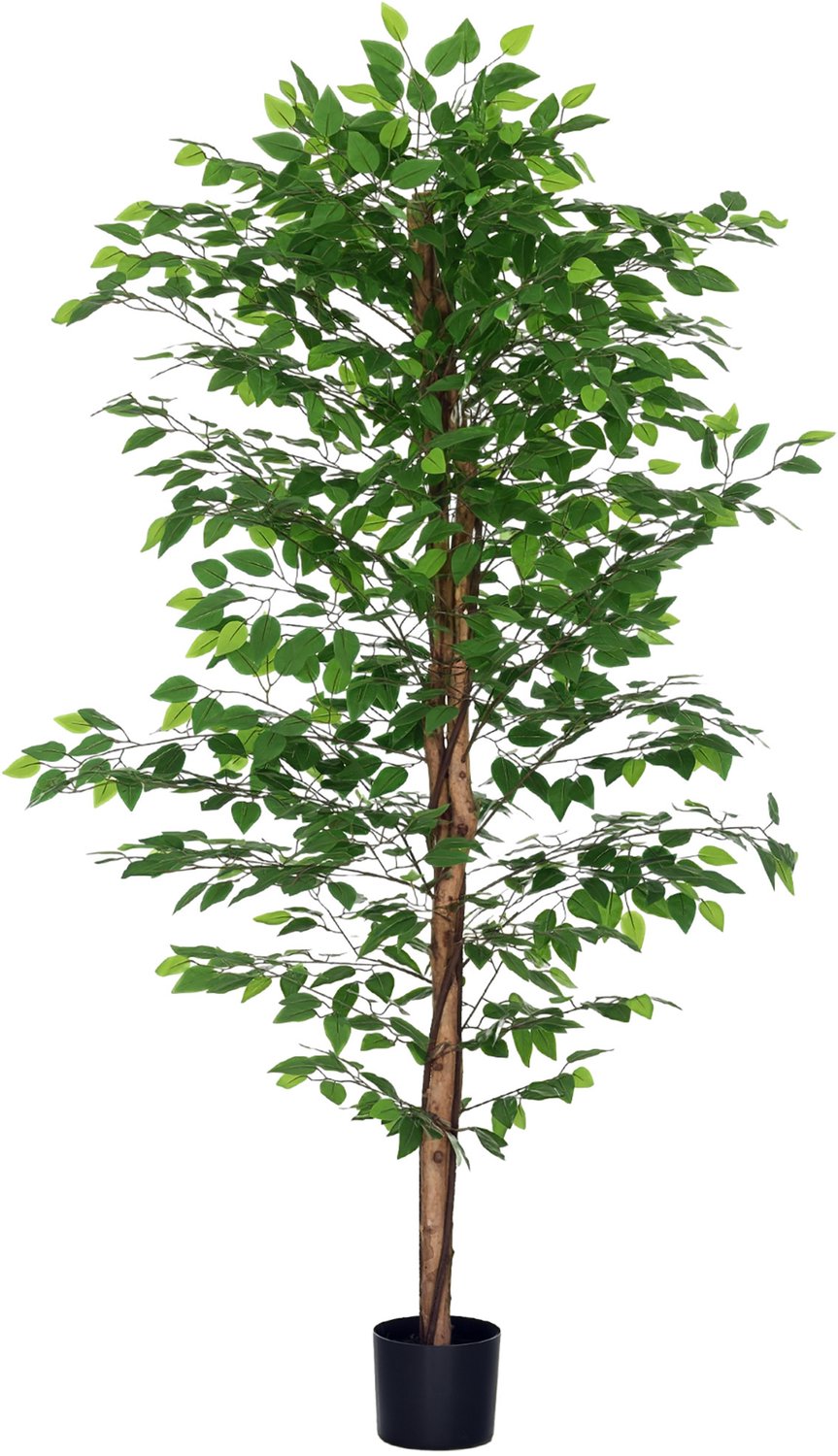 Kunstficus 180 cm met witte pot-grote kunstplanten zoals echt met gebogen boomstam en 1860 bladeren-kunstboom voor woondecoratie-woonkamer-slaapkamer