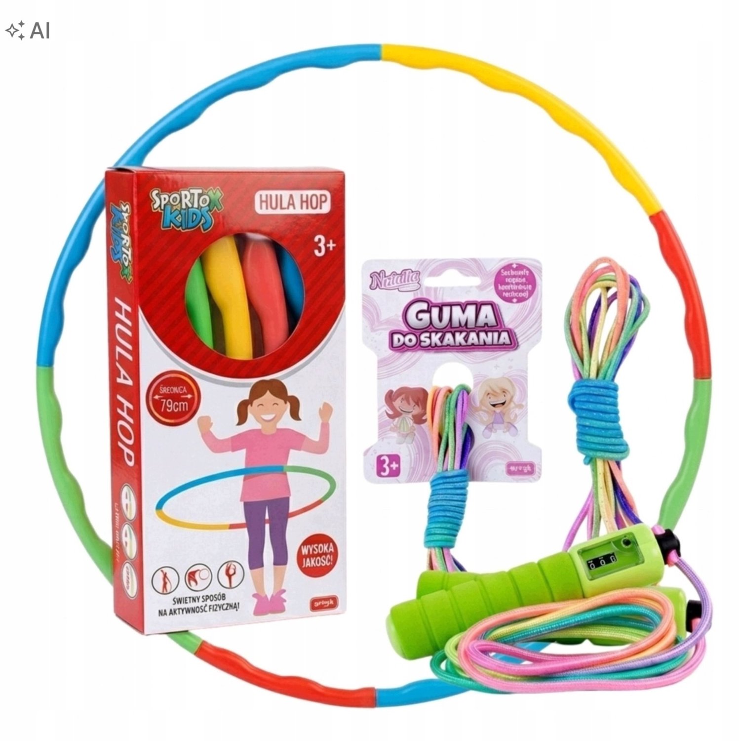 3-delige set: Hula Hoop, springtouw met teller & springtouw elastiek